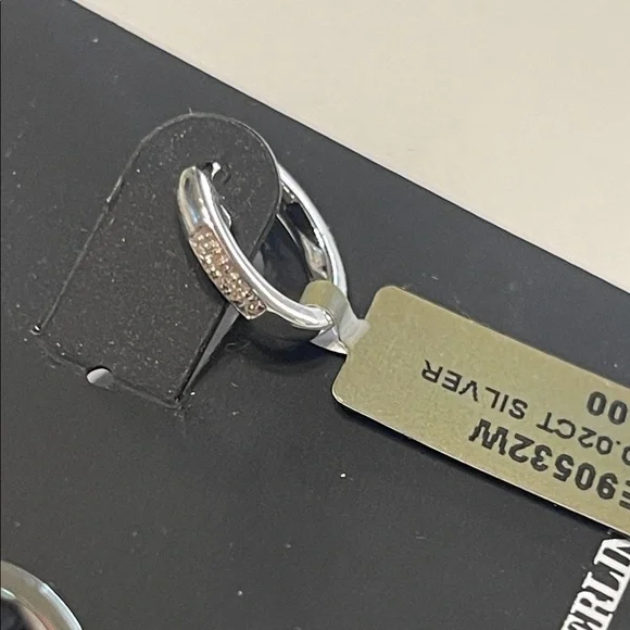 Carriere Genuine Diamond/Sterling Silver Huggie Hoop Earrings - Picture 2 of 2